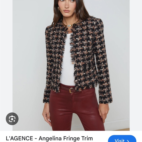L'AGENCE Black Tweed Angelina Jacket